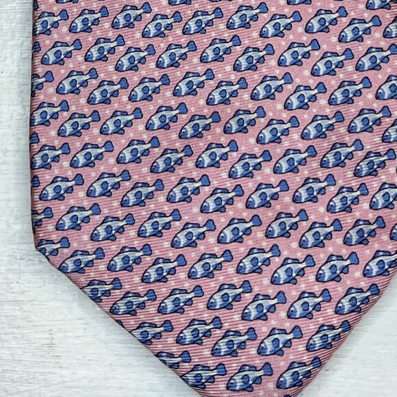 Tommy Hilfiger Men's Pink Fish Print Neck Tie - Excellent condition! - Picture 3 of 3